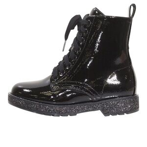 MIA Shiny Black Patent Leather Kids Boots with‎ Glitter Sole